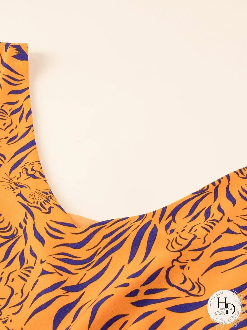 Sunny Plus Size Tiger Stripe V Neck Sleeveless Romper