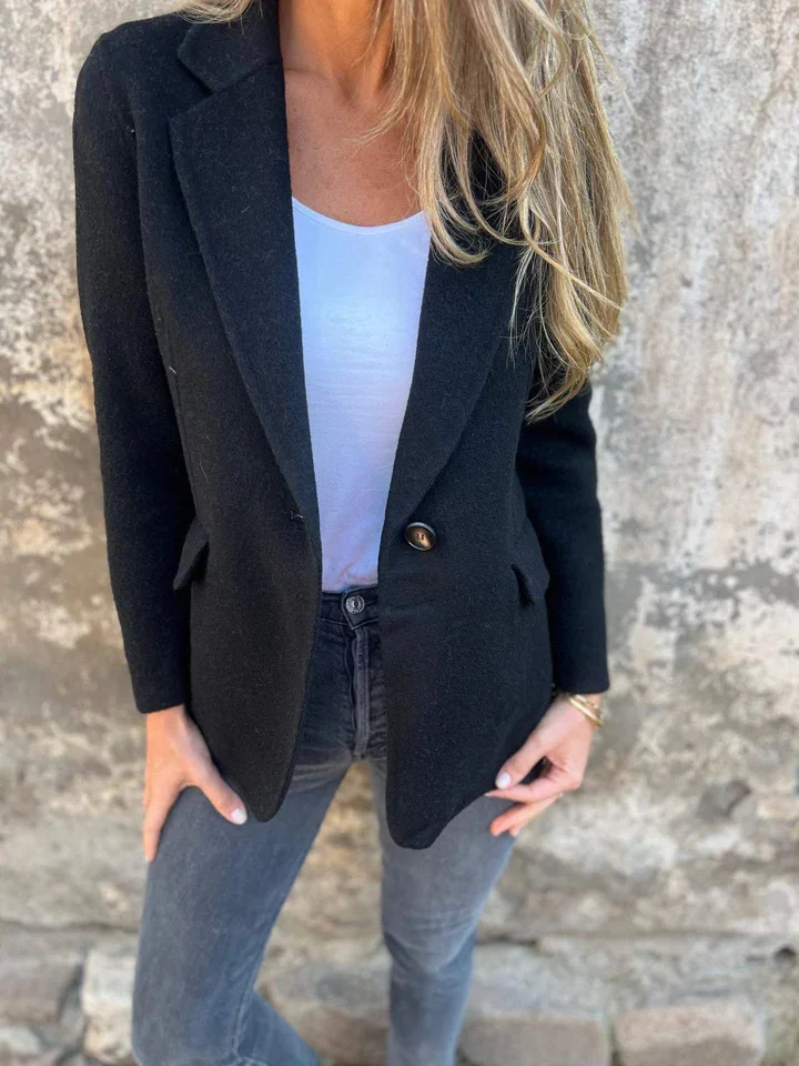 Women's New Fall and Winter Casual Tweed Lapel Button Suit Jacket-JRSEE