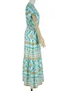 Ethnic Printed Short Sleeve Deep V-Neck Maxi Dress
