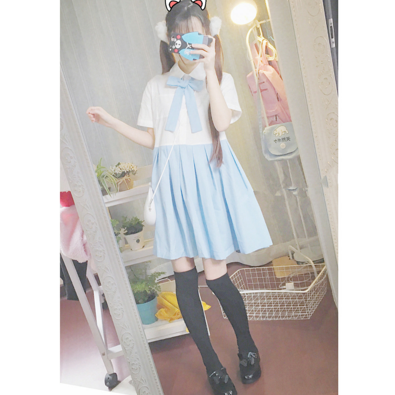 Kawaii Sailor Style Short Sleeve Dress SP167028