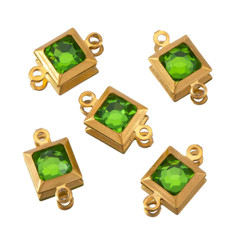 10 PCS/Package 6.5*11.5mm 304 Stainless Steel Zircon Square Pendant Jewelry Accessories