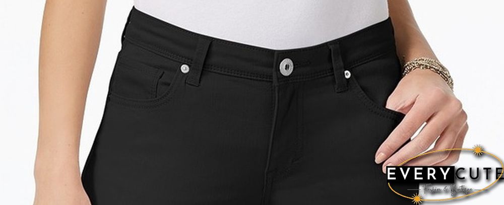 Style & Co Women's Cuffed Denim Skimmer Shorts Black Size 18