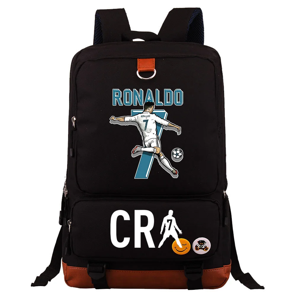 Buzzdaisy Cristiano Ronaldo Printed Square Backpack - Large Capacity and Laptop Compartment