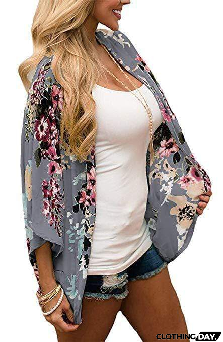 Bohemia Flower Print Summer Beach Women's Cardigan Loose Chiffon Coat