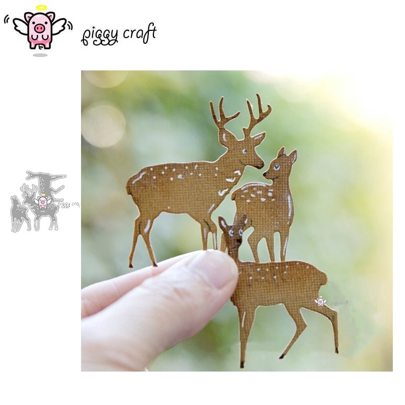 Piggy Craft metal cutting dies cut die mold 3Pcs Deer decoration Scrapbook paper craft knife mould blade punch stencils dies