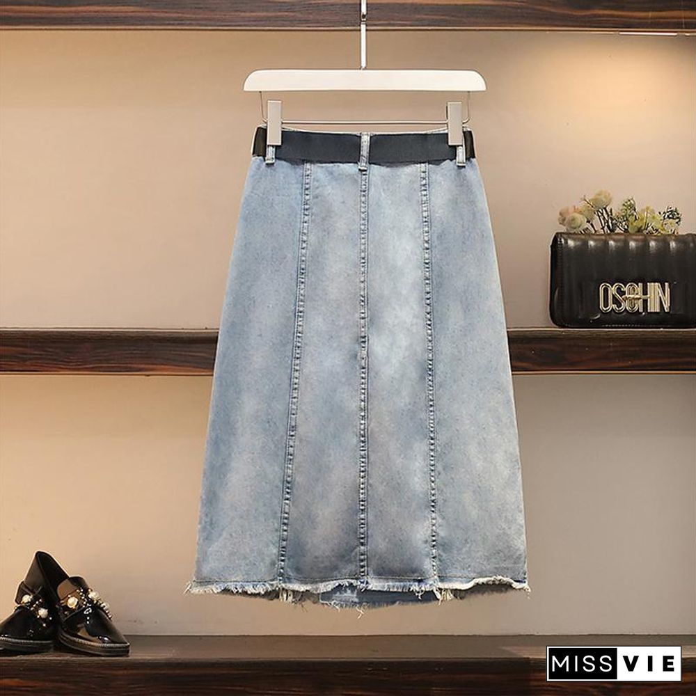 Fashion Colorblock Denim Two-Piece Set P11536