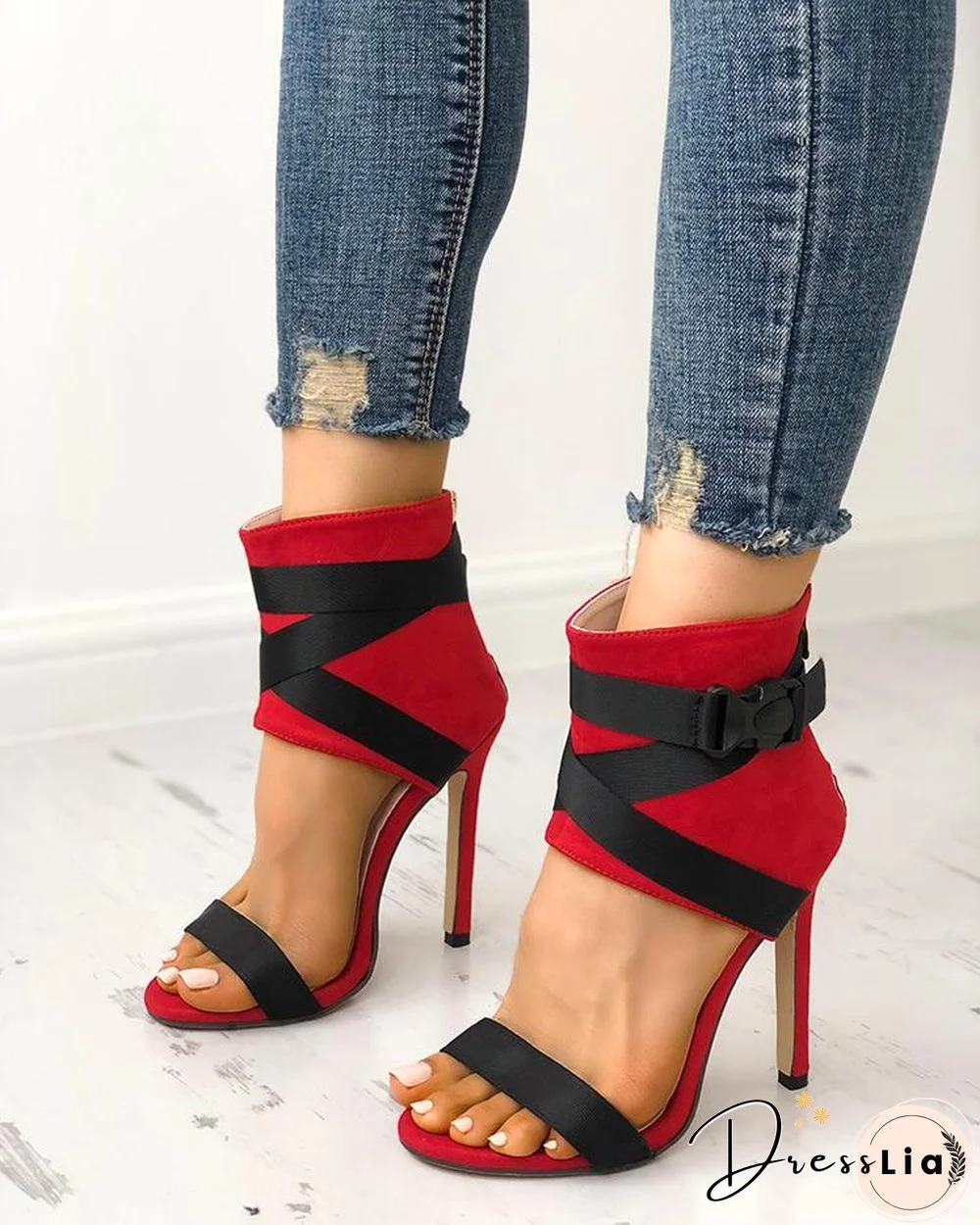 Splicing Bandage Peep-toe High Heeled Sandals
