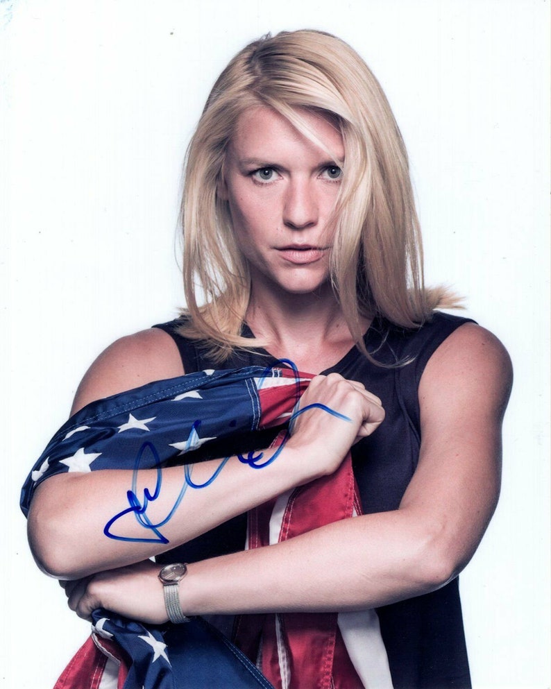 Claire danes signed autographed american flag homeland carrie mathison Photo Poster painting