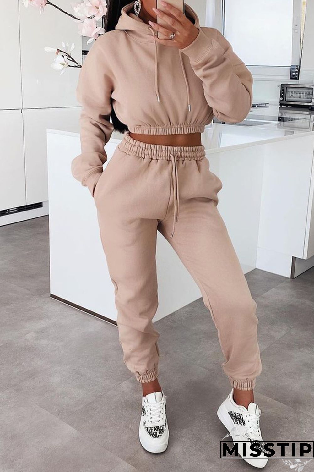 Black Fashion Casual Solid Basic Hooded Collar Long Sleeve Two Pieces