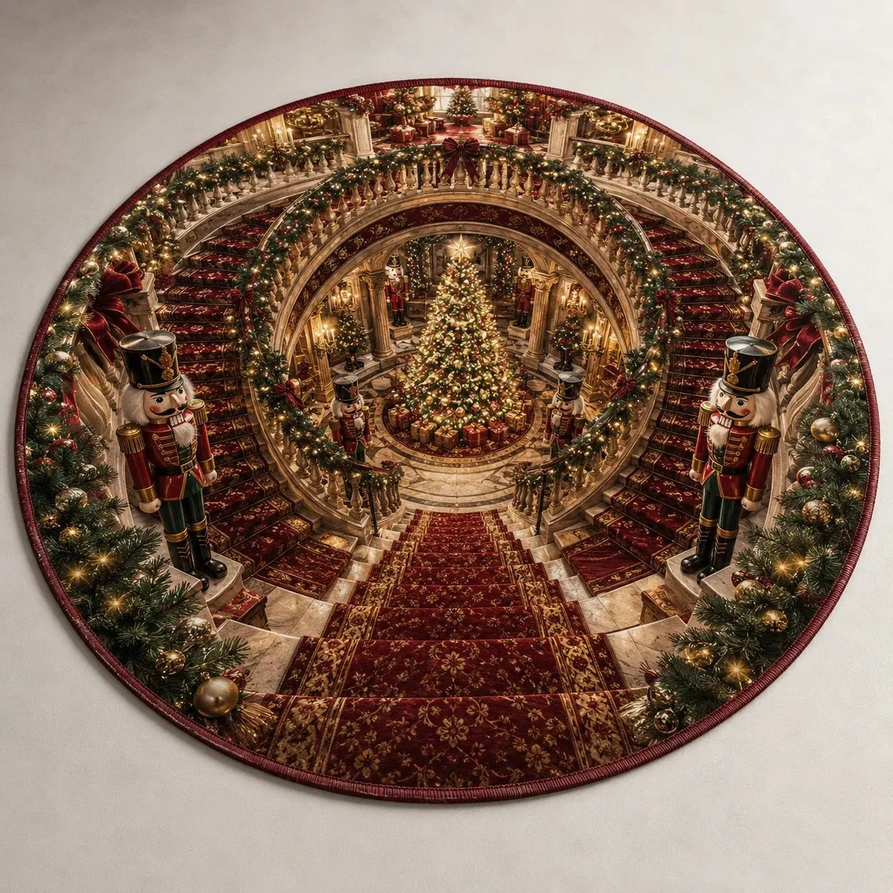 Nutcracker Grand Staircase Christmas Rug