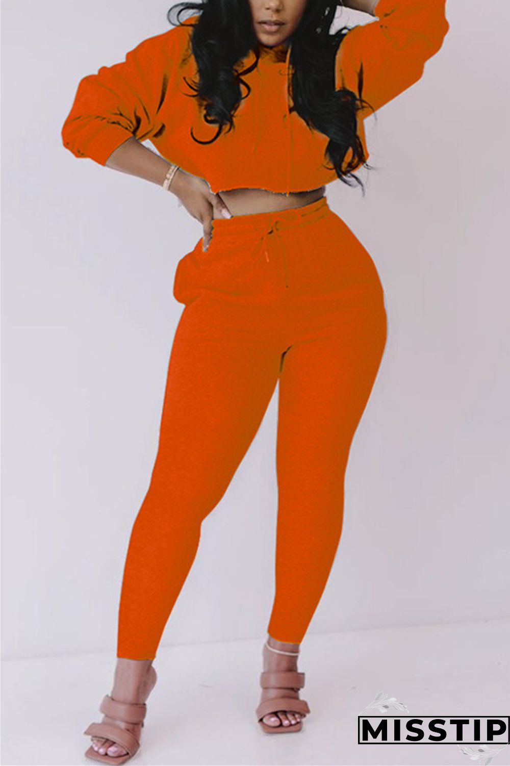 Gray Fashion Casual Long Sleeve Hooded Collar Regular Sleeve Short Solid Two Pieces