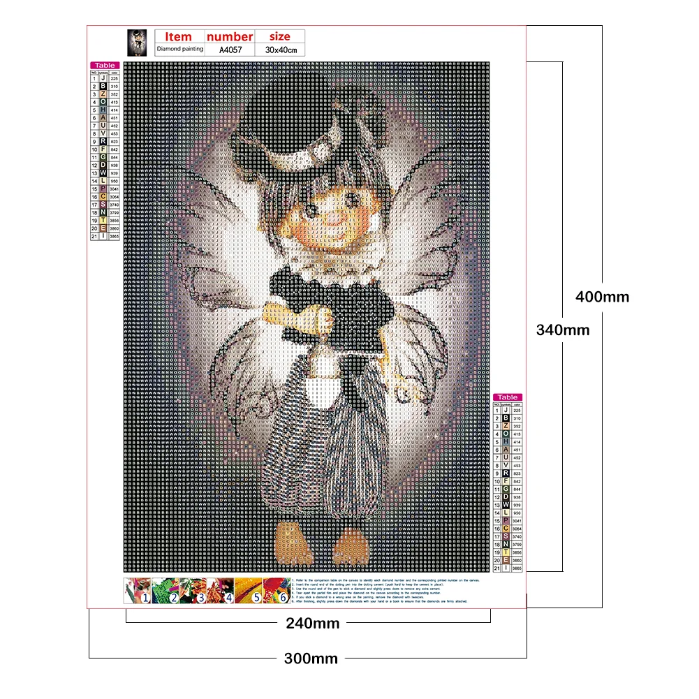 Diamond Painting 5D DIY Big Eyes Doll Wing Full Round Drill Picture (A4057)