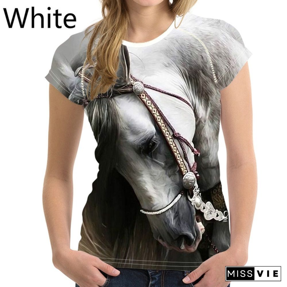 Crazy Horse T-shirts for Women Tees Shirt Harajuku Trendy Tops Tshirts Ladies Short Sleeve Tees Slim T-shirt