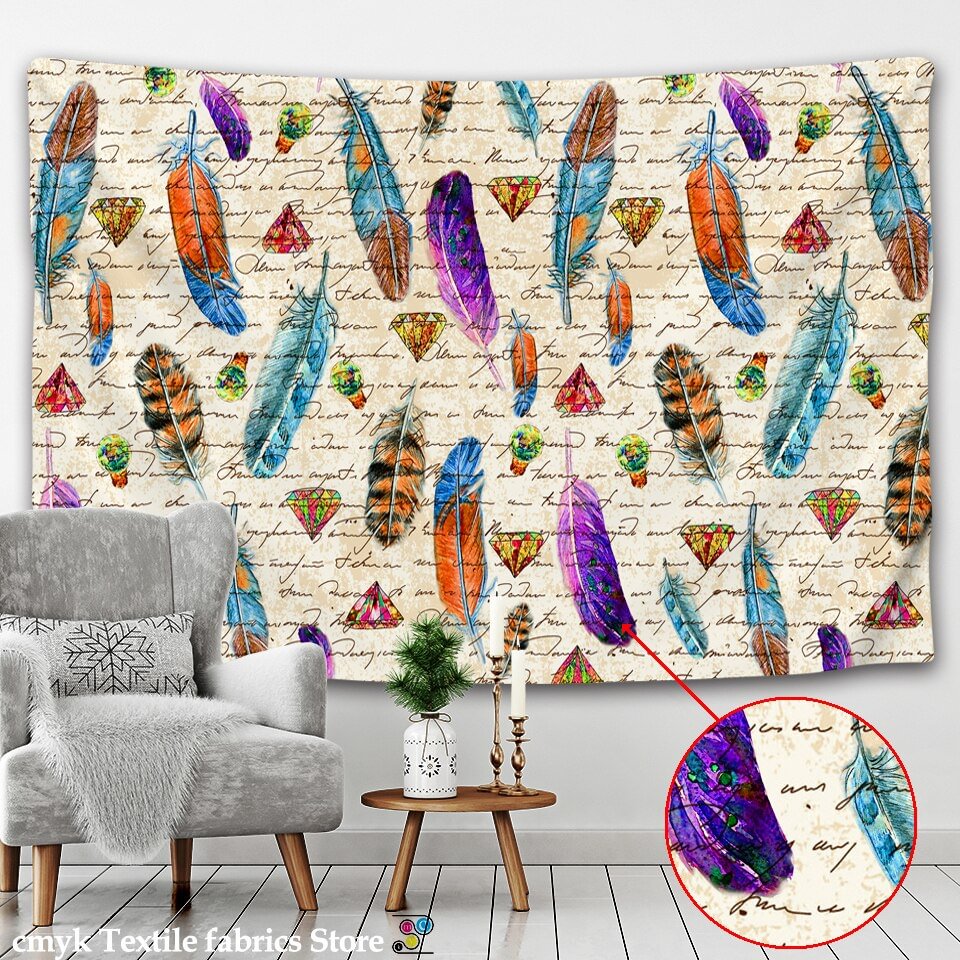 Fashionable tapestry colorful feather wall hanging Wall Hanging Room Sky Carpet Dorm Tapestries Art Home Decoration Accessorie