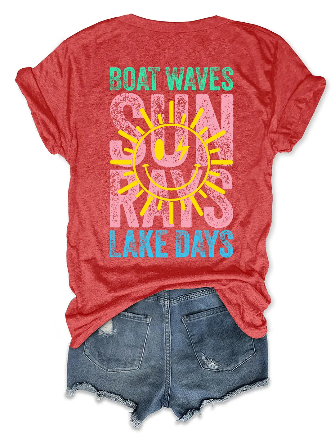 Boat Waves Sun Rays Lake Days T-shirt