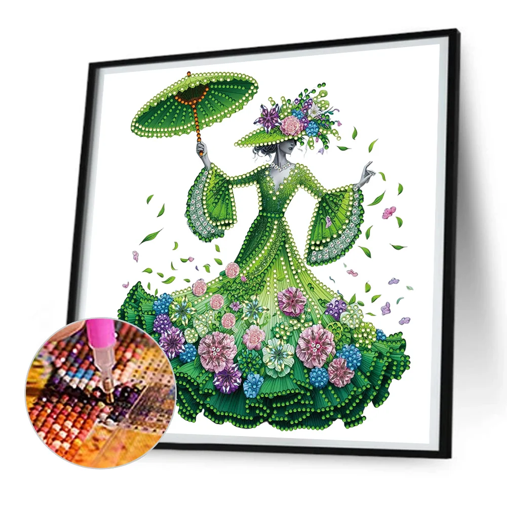 Diamond Painting - Partial Special Shaped Drill - Elegant Lady(Canvas|30*30cm)