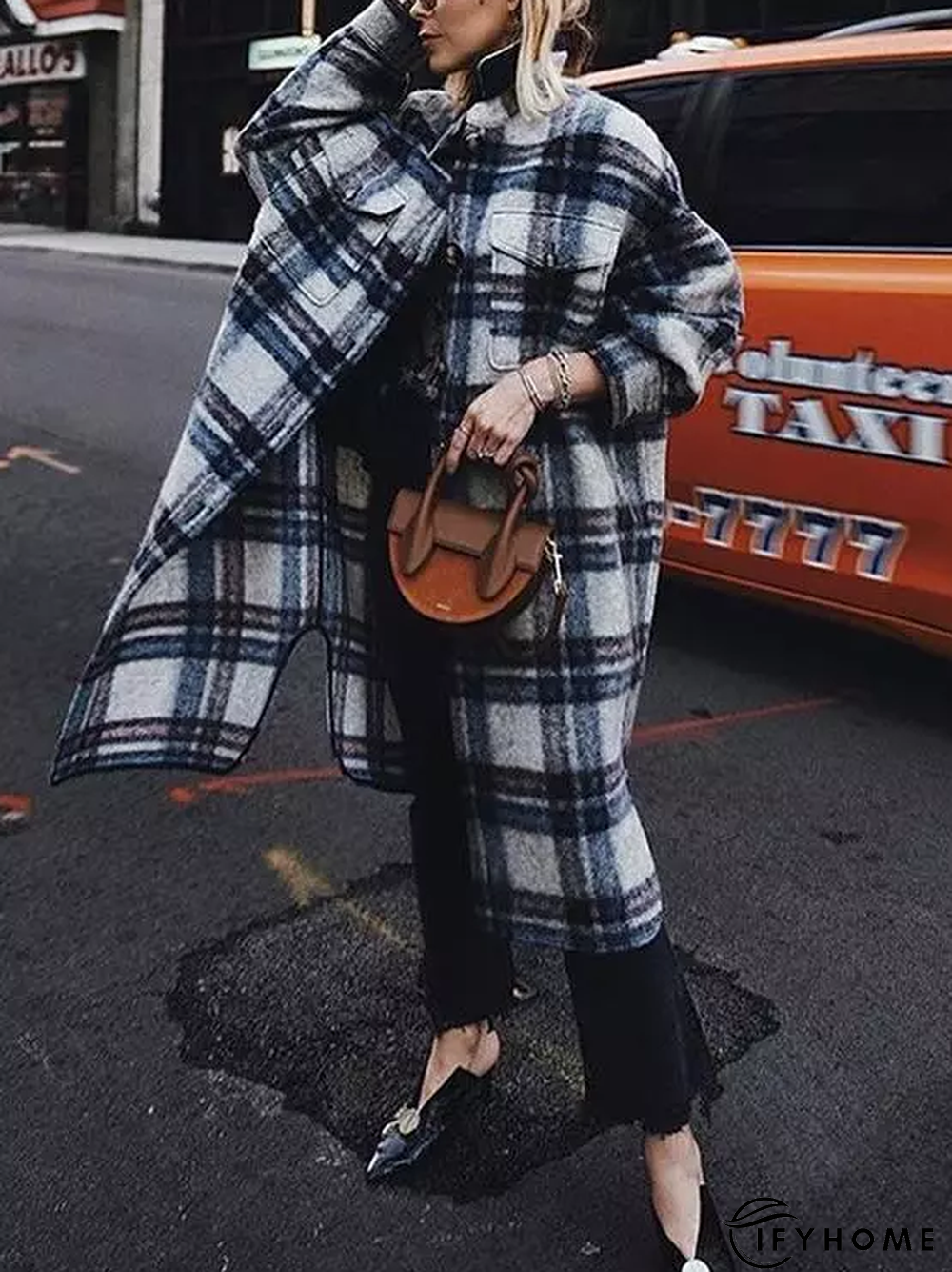 Vintage Long Sleeve Checkered/plaid Fleece Coat | IFYHOME