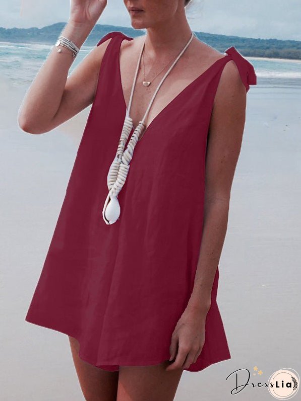Women's Jumpsuits Deep V Neck Tie Casual Jumpsuit