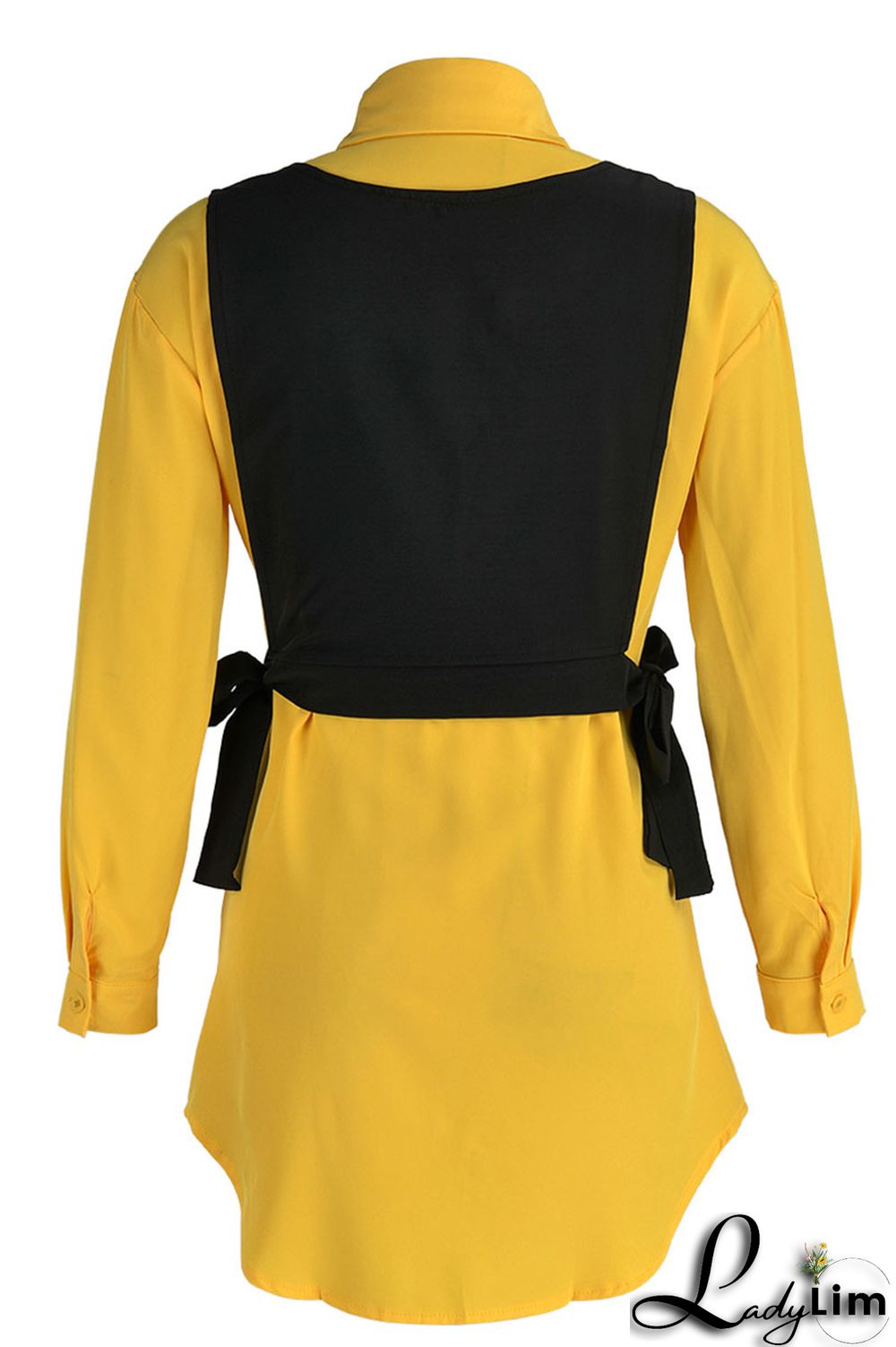 Light Blue Casual Simplicity Solid Patchwork Buckle Turndown Collar Long Sleeve Two Pieces