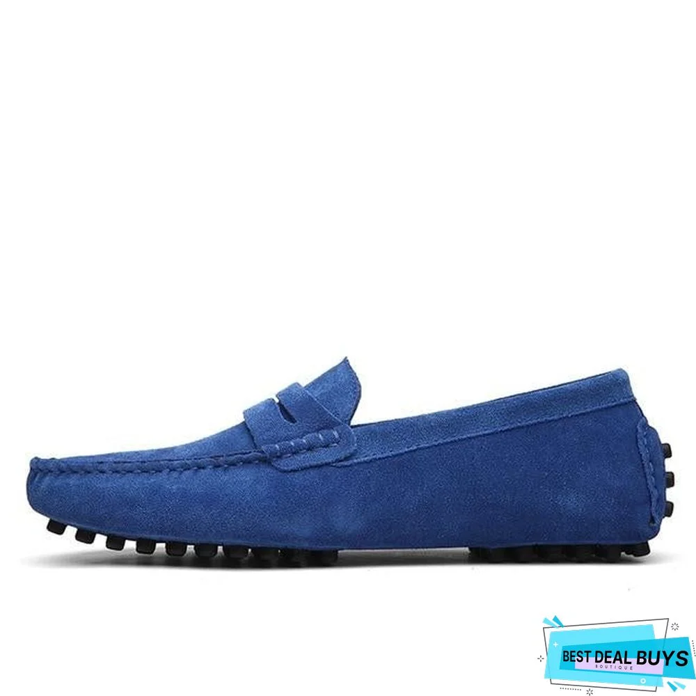 Men's Soft Loafers Moccasins Genuine Leather Flats Driving Shoes