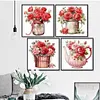 12pcs Red Roses In Vase-11CT Stamped Cross Stitch Set 12.5*12.5cm/4.92*4.92in tapestrymarket