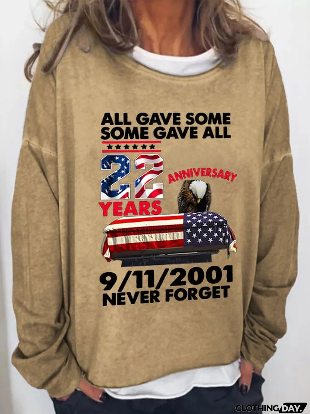 Women's All Gave Some Some Gave ALL 9/11/2001 Never Forget Print Long Sleeve Sweatshirt