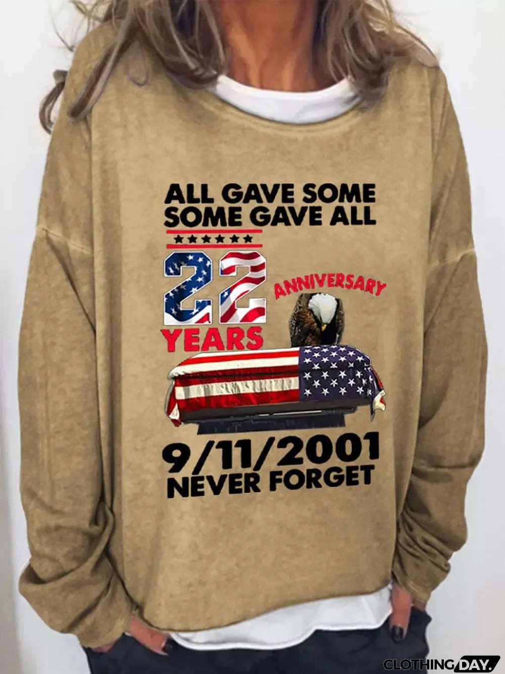 Women's All Gave Some Some Gave ALL 9/11/2001 Never Forget Print Long Sleeve Sweatshirt