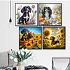 (US Local)4pcs/set Dachshund-11CT Stamped Cross Stitch Kit