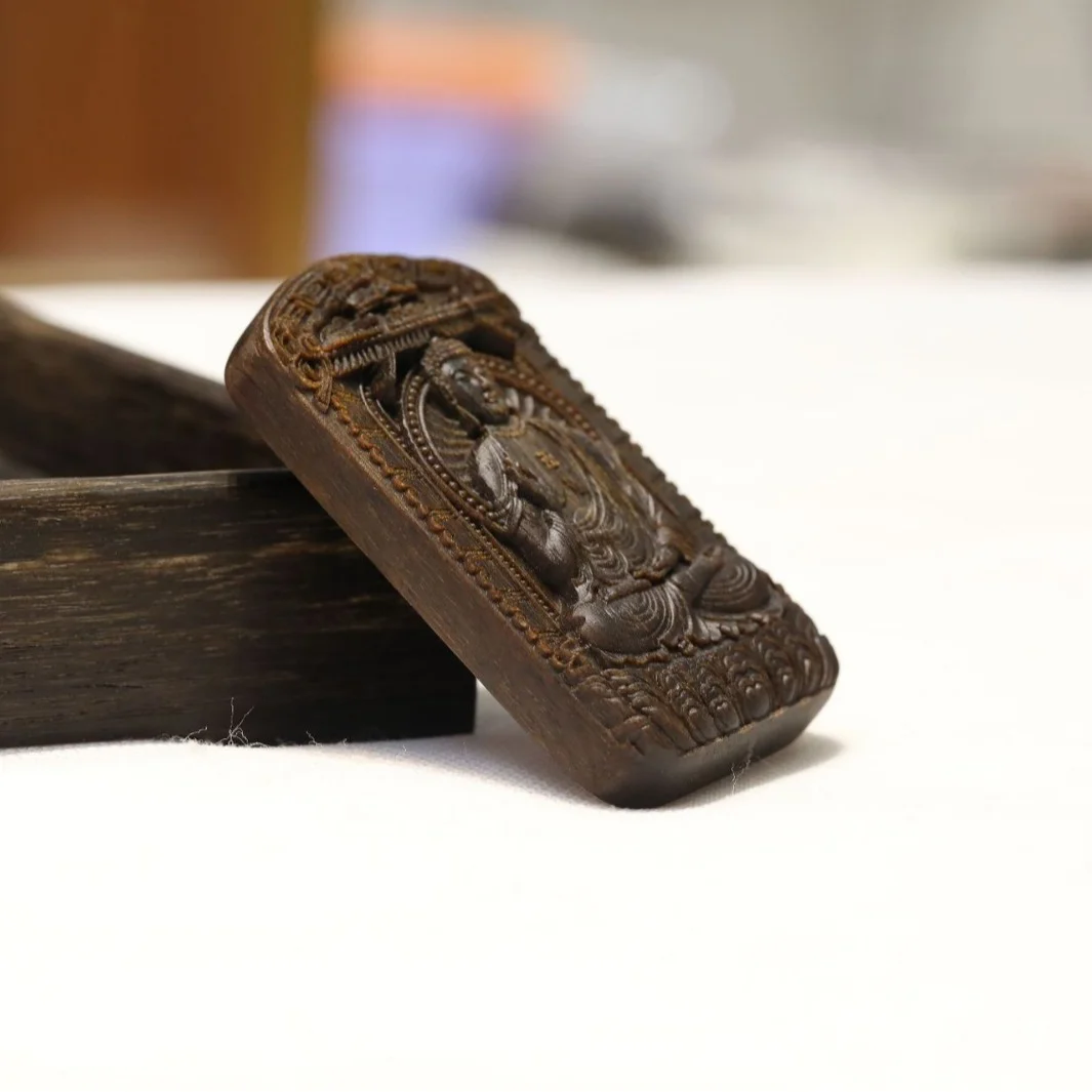 Brunei Agarwood Sinking Grade Natural Old Material 58 Amulet Finely Carved Buddha Pendant Necklace