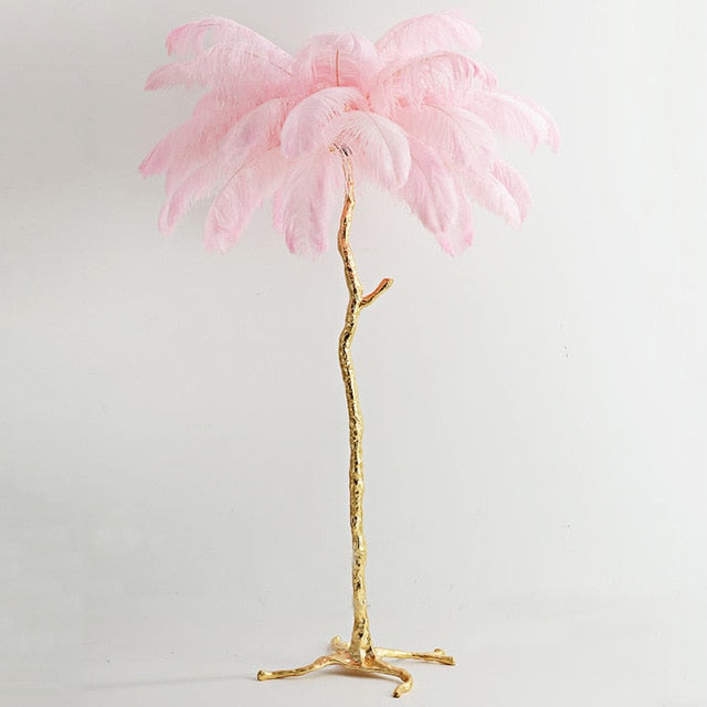 Nordic Ostrich Feather Floor Lamp Stand Light Copper Modern Interior ...