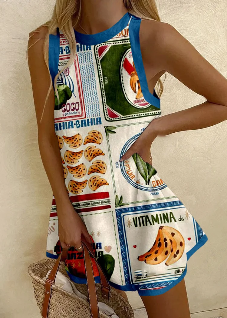 Tropical Fruit Printed Dress