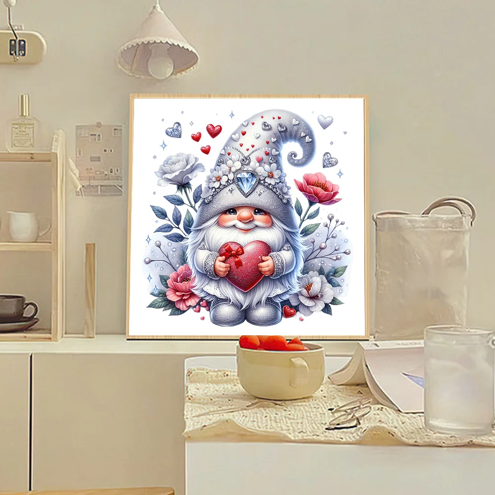 Diamond Painting - Full Round Drill - Valentines Day Gnome(Canvas|30*30cm)