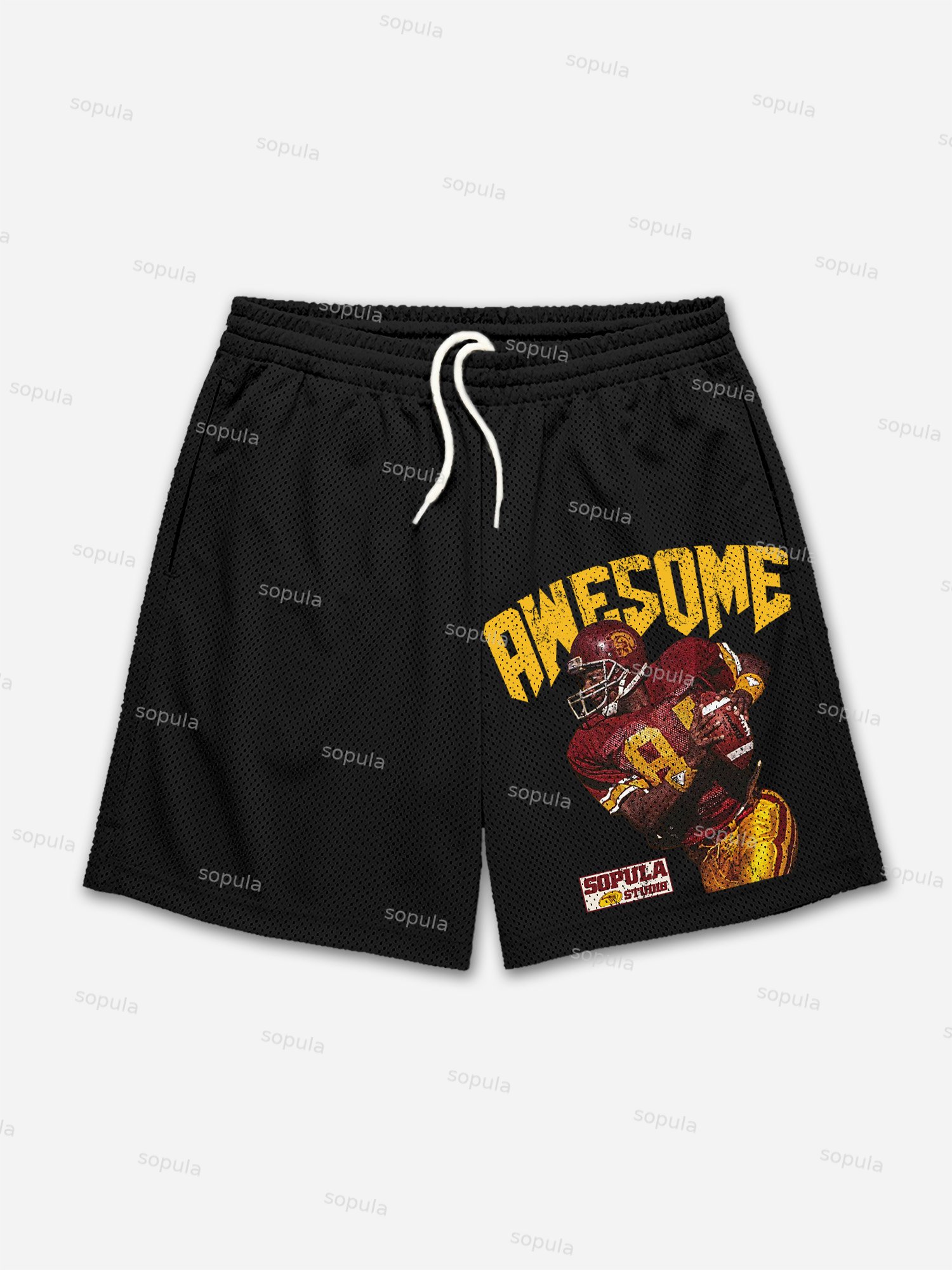 Sopula Awesome Rugby Player Graphic Print Mesh Shorts - SOPULA
