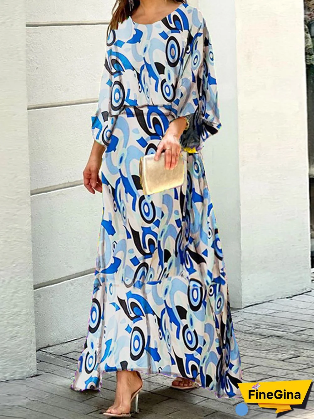 Ladies Spring Fashion Two Piece Sets Retro Long Sleeve O Neck Top + High Waist Long Skirt Suit Feminine Loose Printed Skirt Suit