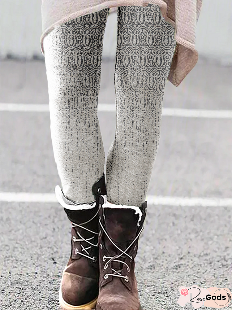 Jersey Gradient Pattern Casual Leggings