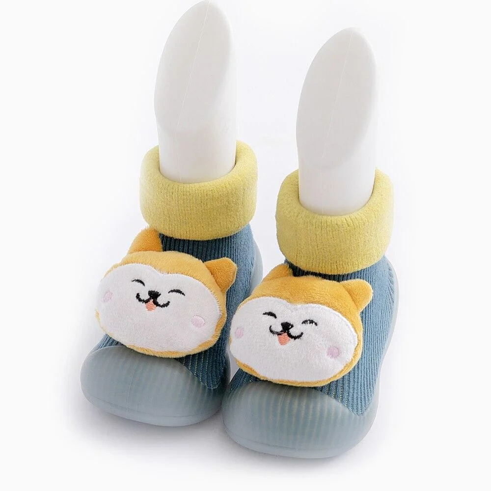 Winter Warm Baby Shoes Girl Boy Rubber Sole Anti-slip Infant Shoes Cartoon Animal Toddler Booties Newborn Baby Knit Sock Shoes