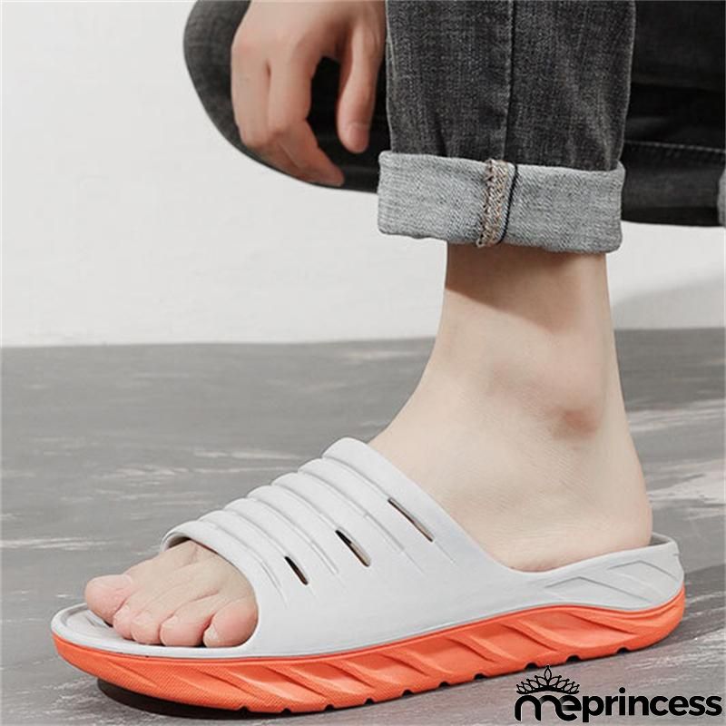 Mens Personalized Color-Blocking Non-Slip Elastic Sole Platform Comfy Slippers