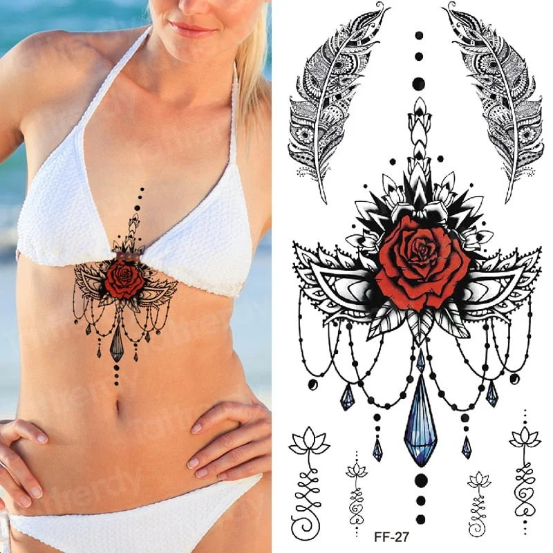 Arabic script Temporary tattoo sticker waterproof arm body leg shoulder neck sexy tatoo Letter Heartbeat Heart Love tattoo womem