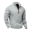 Men's Fleece-Lined Heavyweight Loose Fit Outdoor Warm Stand Collar Logo Casual Sports Sweatshirt by Inlyline