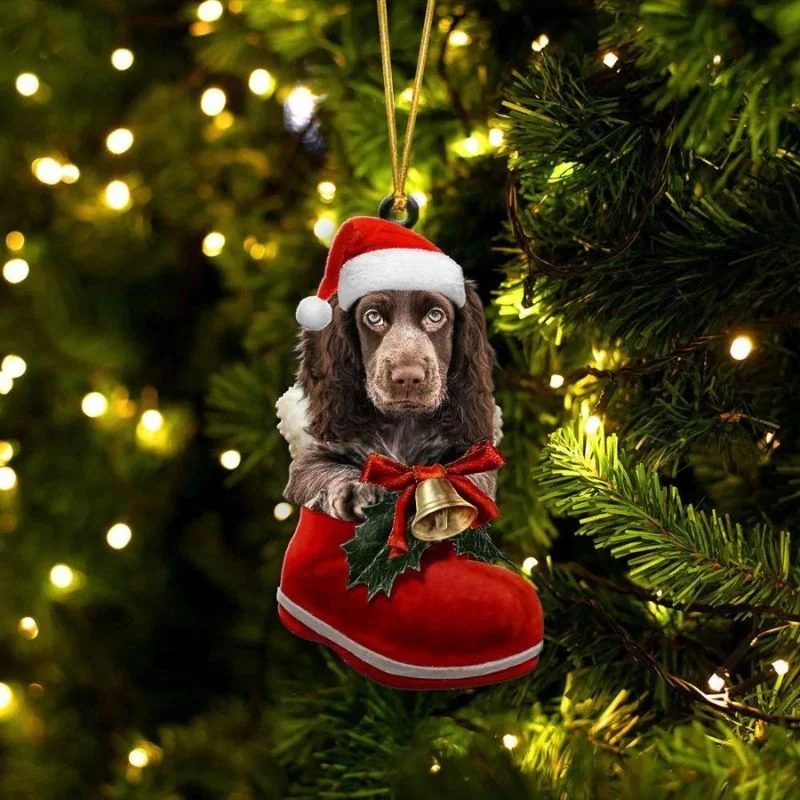 VigorDaily Boykin Spaniel In Santa Boot Christmas Hanging Ornament SB132