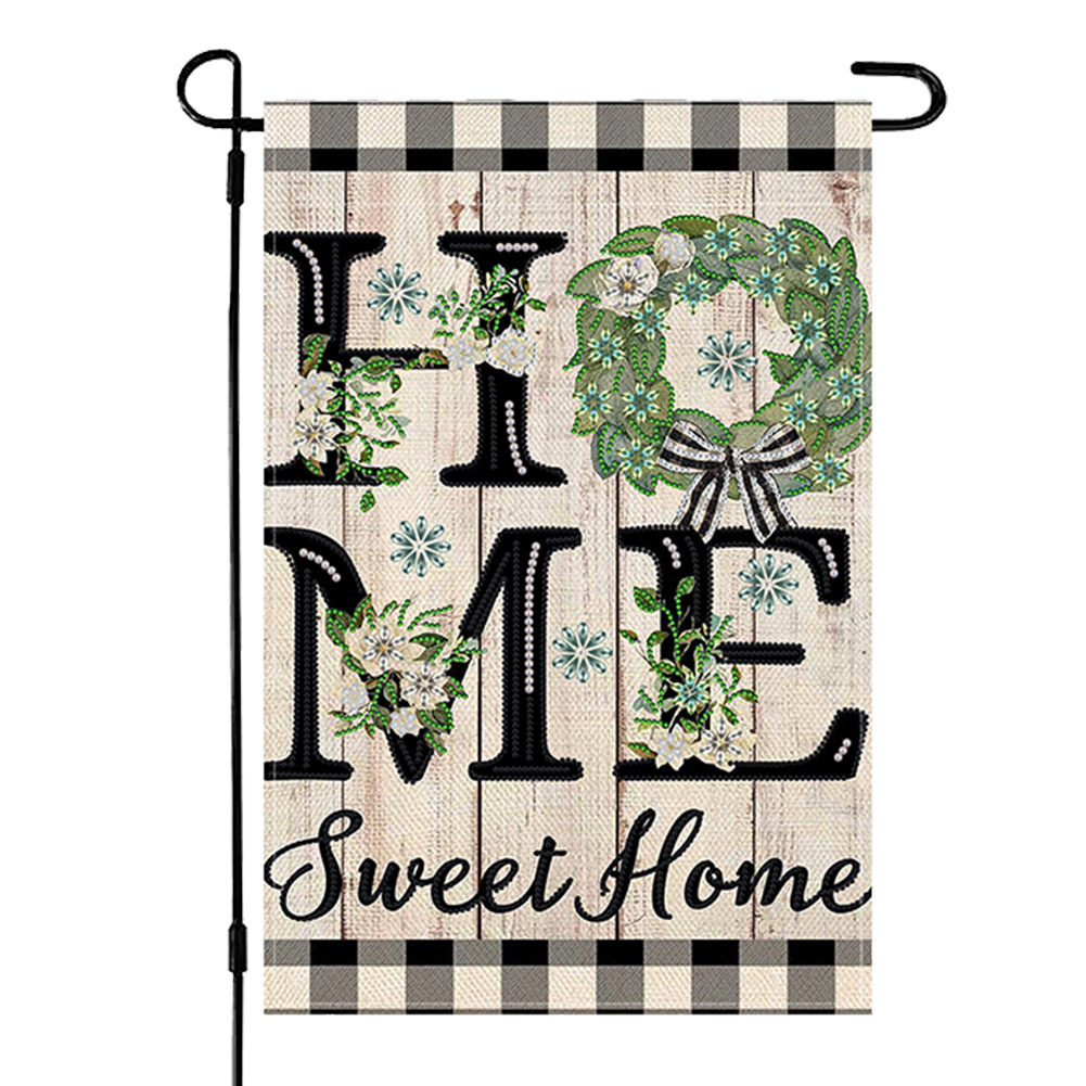 Sweet Home 12 x 18 Inch Diamond Painting Garden Flag for Garden Patio Yard Lawn