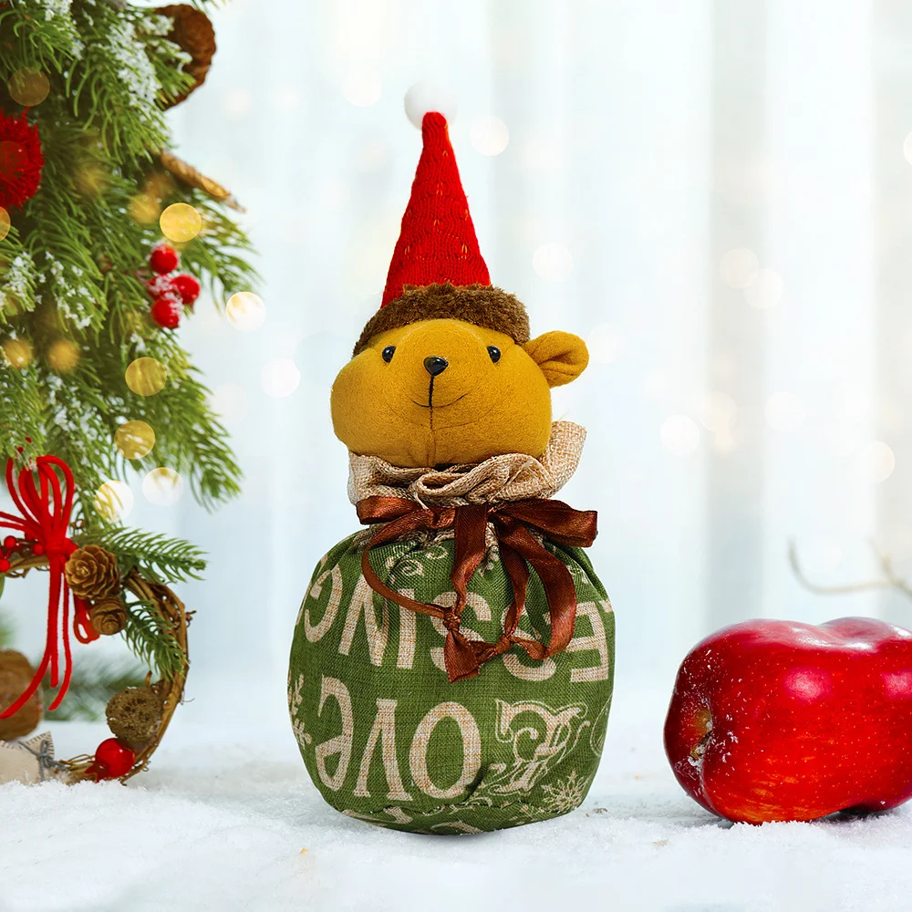 New Christmas creative linen apple bag gift bag ornaments