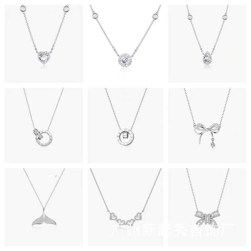 Fairy Style Heart Shape White Copper Zircon Pendant Necklace In Bulk