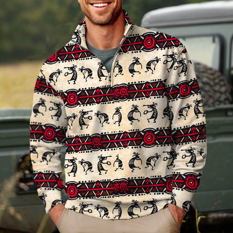 Men's Retro Printed Casual Sweatshirt / [blueesa] /