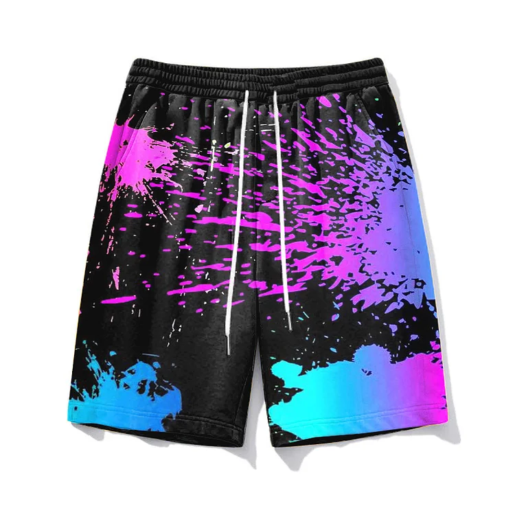 Colorful Splash Ink Men's Plus Size Personalized Print Shorts