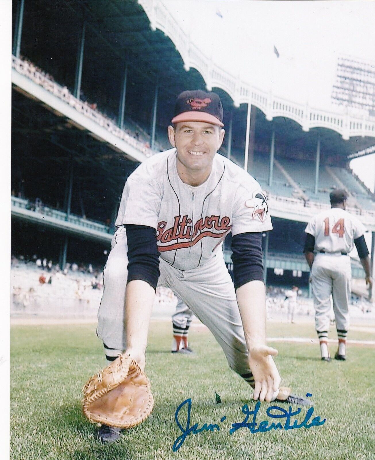 JIM GENTILE BALTIMORE ORIOLES ACTION SIGNED 8x10