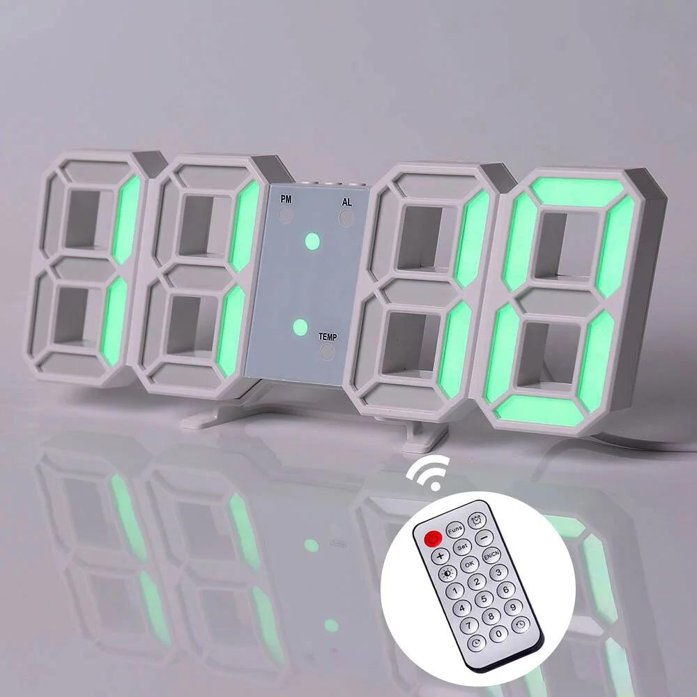 LED Digital Wall Clock Alarm Clock Wall Hanging Table Desk Electronic Digital Clock With 3 Levels Brightness Home Decor