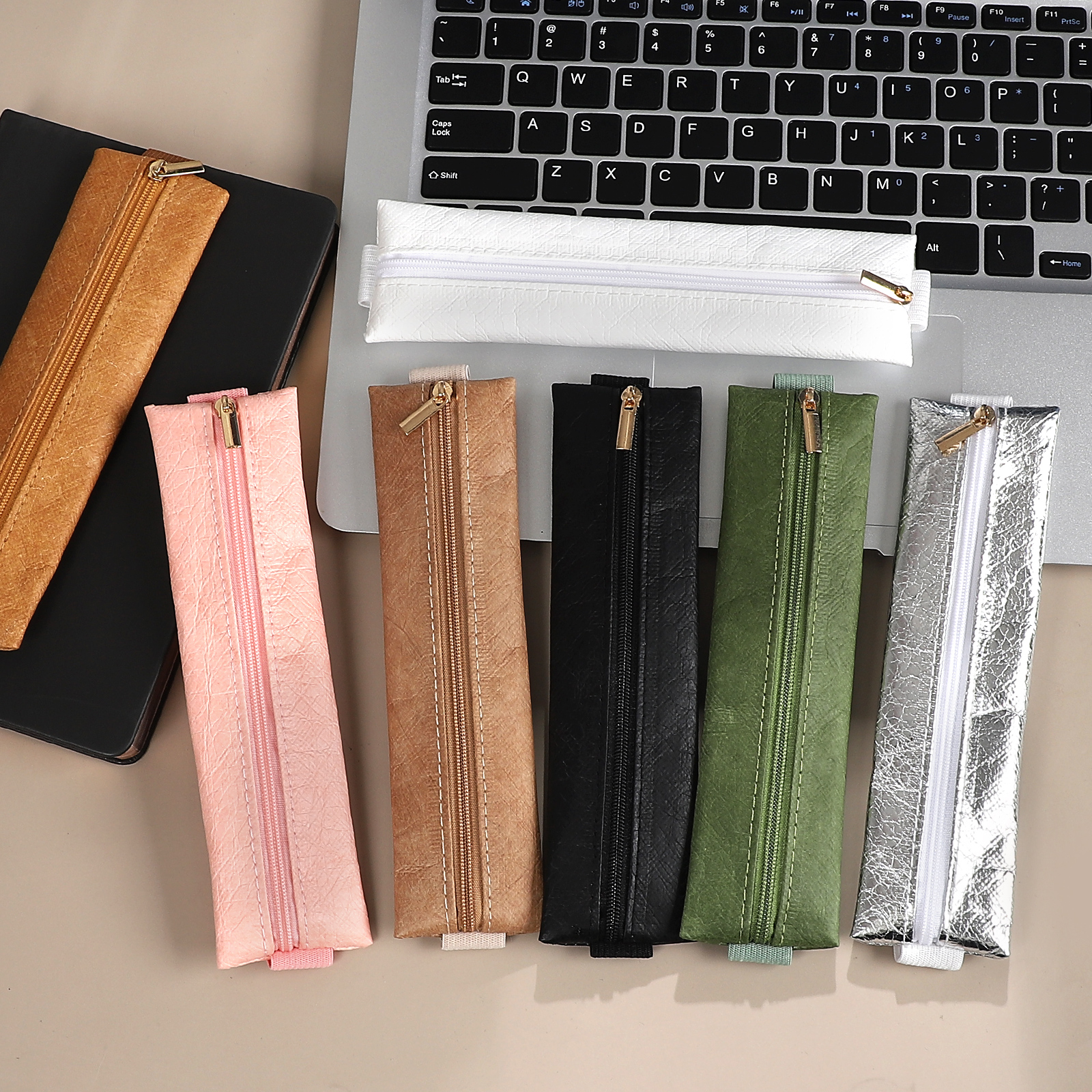 수납 가방 - 빈티지 크라프트지 메모장과 어울리는 지퍼