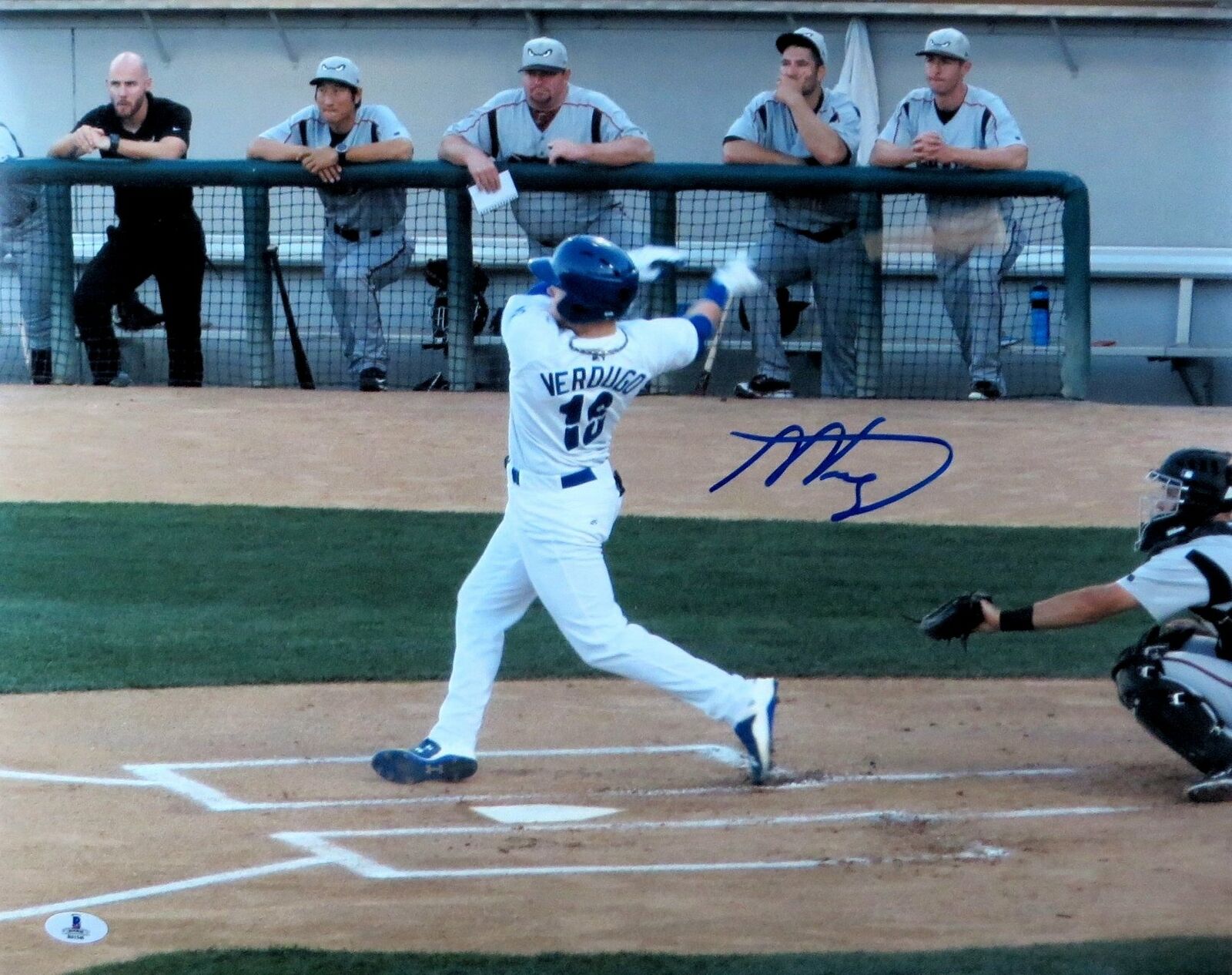 Alex Verdugo Signed Autographed 16X20 Photo Poster painting Dodgers Quakes Big Swing Beckett