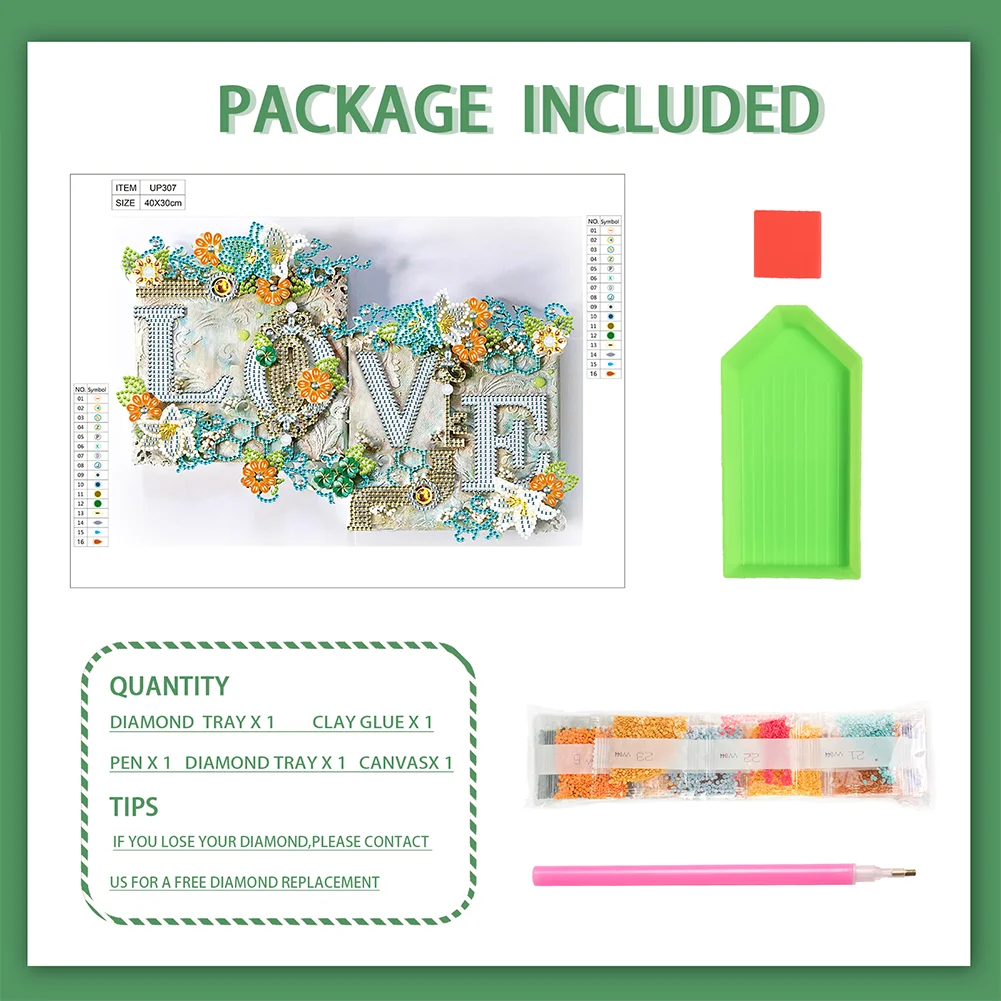 Diamond Painting - Partial Special Shaped Drill - Love(40*30cm)